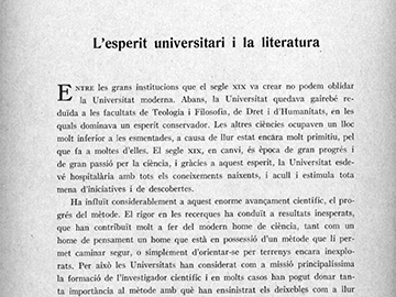 “L’esperit universitari i la literatura”