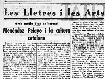 “Menénez Pelayo i la cultura catalana”
