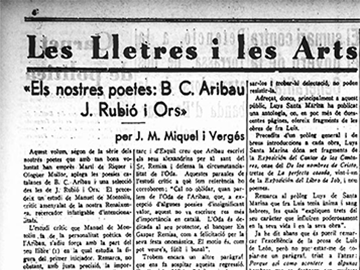 “Els nostres poetes: B.C. Aribau, J. Rubió i Ors”