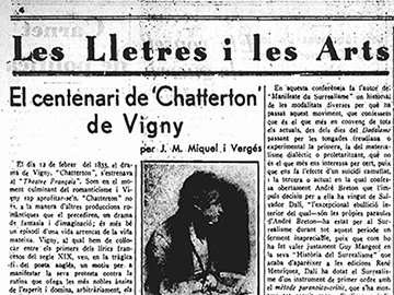 “El centenari de ‘Chatterton’ de Vigny”