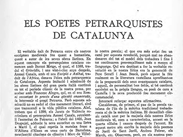 “Els poetes petrarquistes de Catalunya”