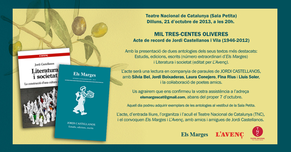 Mil tres-centes oliveres: Acte de record de Jordi Castellanos i Vila (1946-2012)