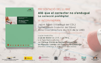 Presentació del llibre Allò que el corrector no s'endugué al Col·legi Oficial de Doctors i Llicenciats