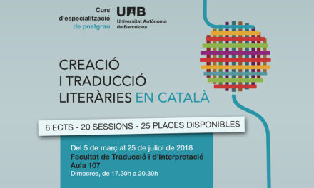 Nou curs d'especialització: Creació i traducció literàries en català