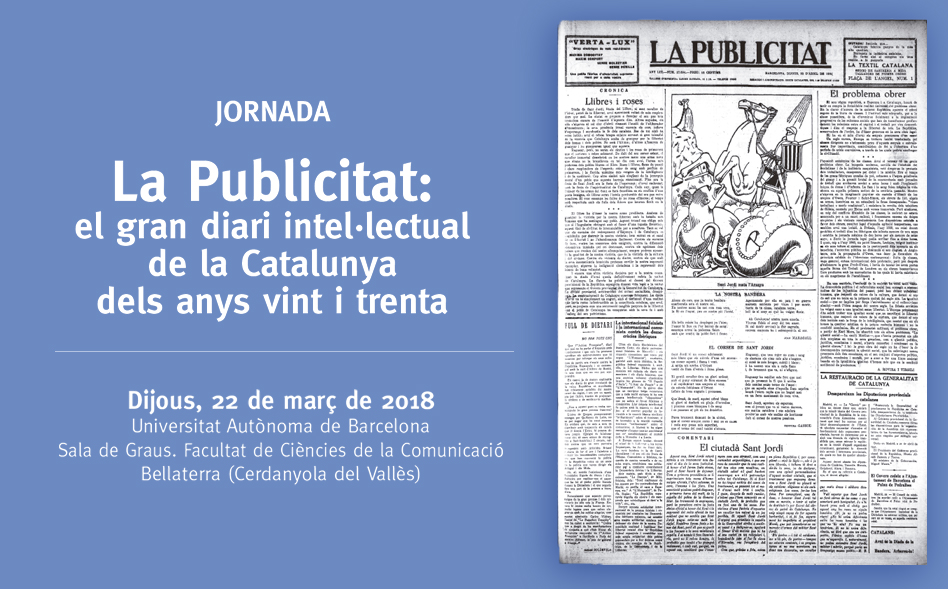 Jornada "La Publicitat: el gran diari intel·lectual de la Catalunya dels anys vint i trenta"