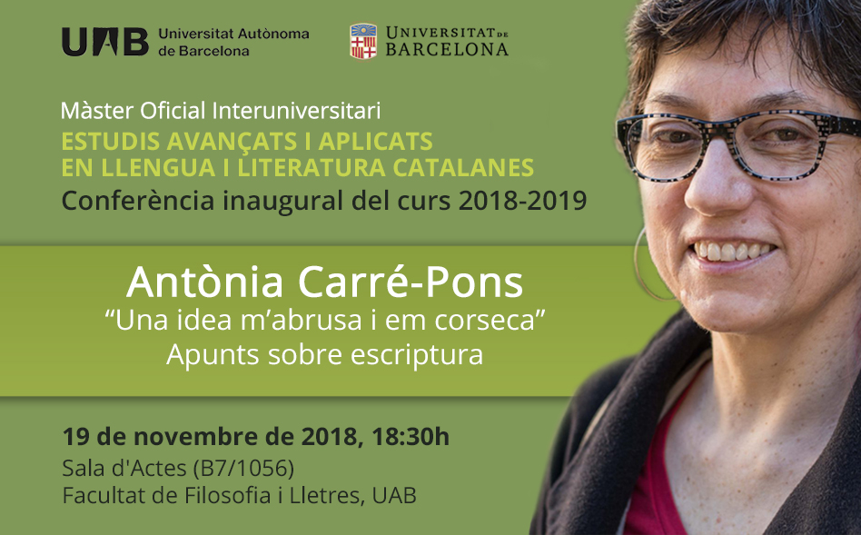 Conferència inaugural del Màster en Estudis Avançats, amb Antònia Carré-Pons
