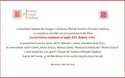 Presentació de "La narrativa catalana al segle XXI. Balanç crític" a l'IEC