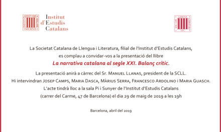 Presentació de "La narrativa catalana al segle XXI. Balanç crític" a l'IEC