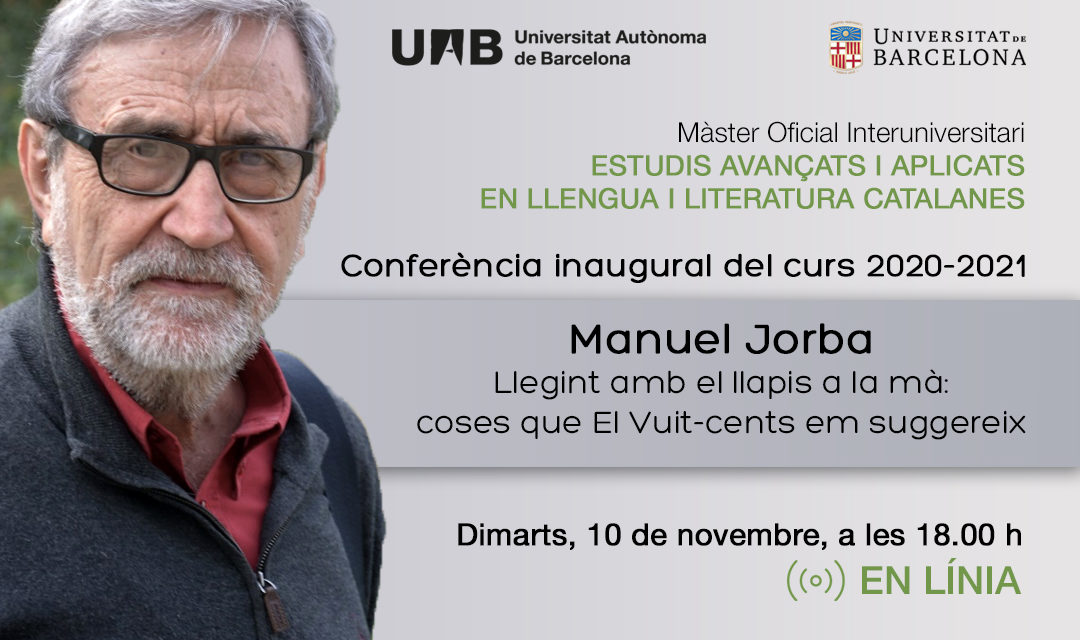 Conferència inaugural del Màster en Estudis Avançats, amb Manuel Jorba