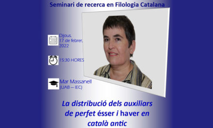 Mar Massanell: Seminari de recerca en Filologia Catalana a la UdV