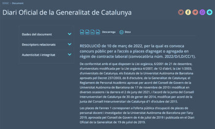 Convocatòria d'una plaça d'Agregat de Sintaxi Catalana