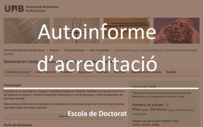 Acreditació del Doctorat en Llengua i Literatura Catalanes i Estudis Teatrals