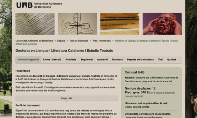 Acreditació del Doctorat en Llengua i Literatura Catalanes i Estudis Teatrals: sessió oberta