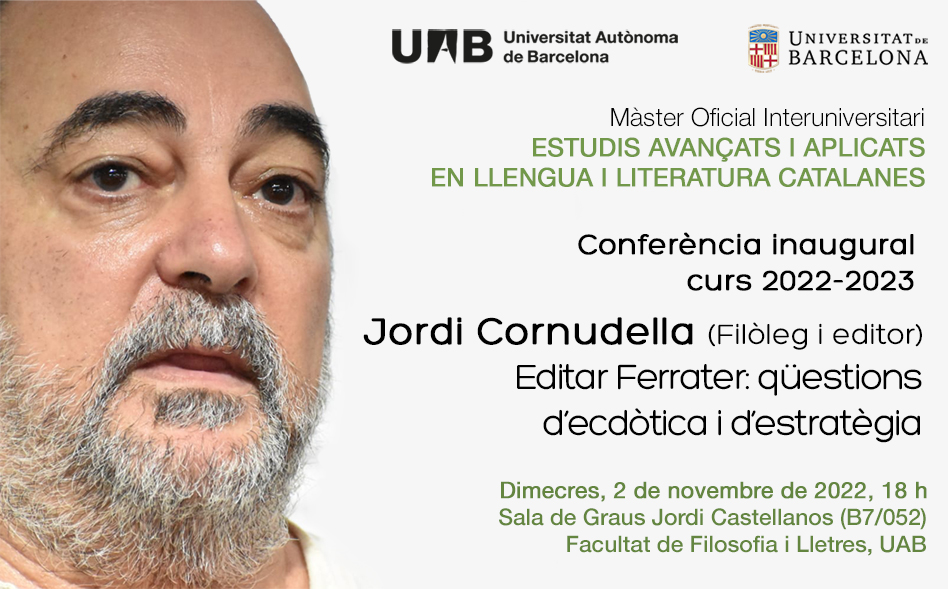 Conferència inaugural del Màster en Estudis Avançats, amb Jordi Cornudella