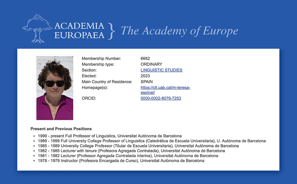 M. Teresa Espinal, membre de l’Academia Europaea 2023