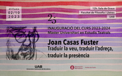 Inauguració del curs 2023-2024 del Màster en Estudis Teatrals