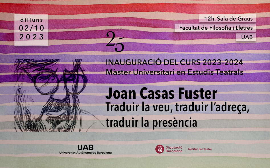 Inauguració del curs 2023-2024 del Màster en Estudis Teatrals
