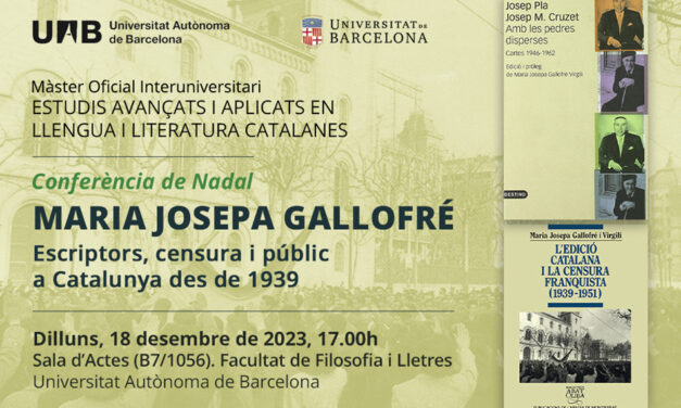 Conferència de Maria Josepa Gallofré al Màster en Estudis Avançats