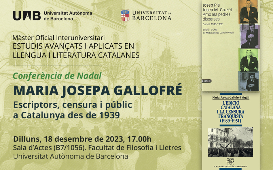 Conferència de Maria Josepa Gallofré al Màster en Estudis Avançats