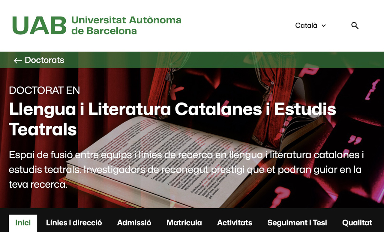 Doctorat en Llengua i Literatura Catalanes i Estudis Teatrals