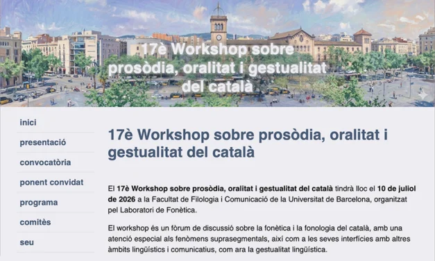 17è Workshop sobre prosòdia, oralitat i gestualitat del català