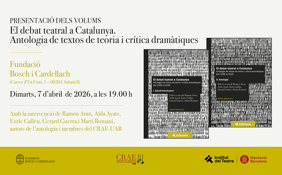Presentació dels dos nous volums de l’antologia “El debat teatral a Catalunya”