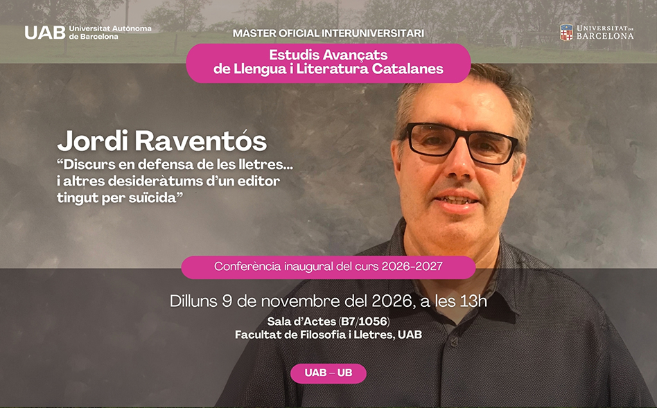 Inauguració del curs 2026-2027 del Màster en Estudis Avançats amb Jordi Raventós